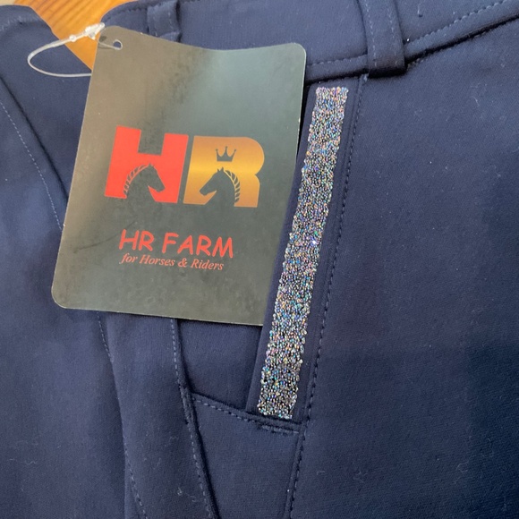 HR Farm Full Seat Silicone Grip Star High Waist Equestrian Riding Breeches NWT - Picture 5 of 16